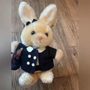 Vintage 1983 Dakin Blue Corduroy Bunny Rabbit Plush Easter Stuffed Animal NWT